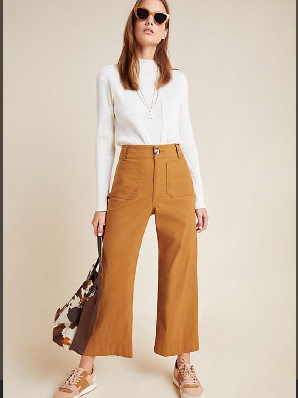 Maeve Anthropologie | The Colette Wide Leg Linen Pants | Mustard 29 High Rise